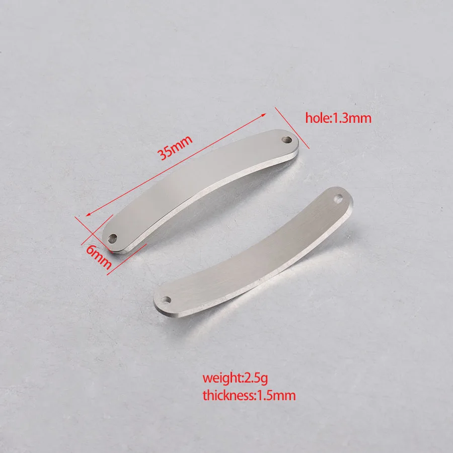 Fnixtar Two Hole Connectors  Mirror Polish Stainless Steel Bend Blank Charms DIY Jewelry Making Findings 6*35mm