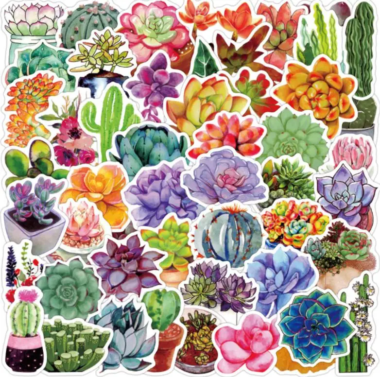 

10/30/50pcs Succulent Plants Cartoon Stickers Scrapbook Christmas Gift Laptop Kids Toys Diy Guitar Fridge Decal Decor Stickers