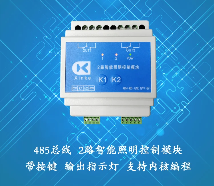 

485 Bus Control 2 Intelligent Lighting Modules RS485 Communication Supports Chinese Programming Relay Switch Card