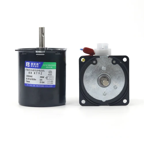 Imagen 2 del producto 100KG 28W 68KTYZ 220 AC Motor síncrono de imán permanente con soporte CW/CCW engranaje de Metal velocidad lenta 2,5 a 110RPM