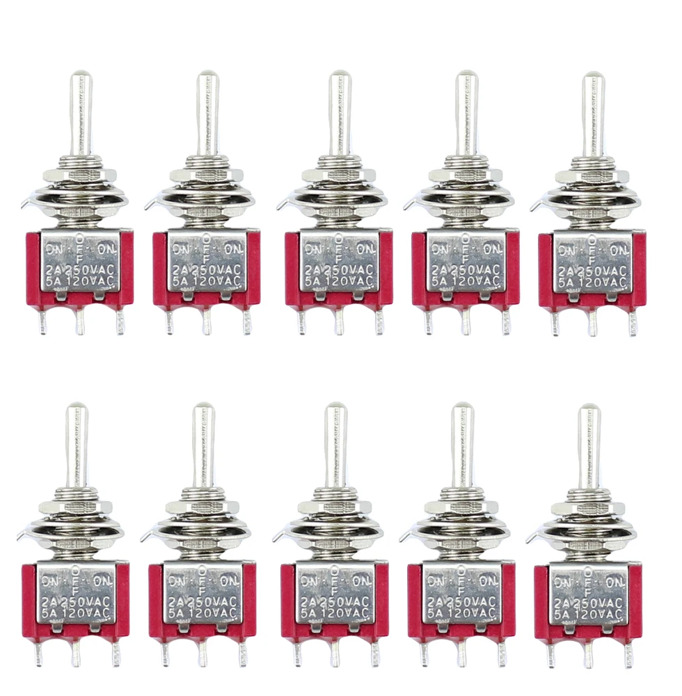 5pcs / 10pcs mts-123  6mm button switch red double side reset moving head toggle switch 3-pin 3-gear micro rocker button