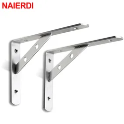 NAIERDI 2PCS Stainless Steel Triangle Brackets Wall Shelf Bracket Heavy Support Wall Mounted Bench Table Shelf Bracket Hardware
