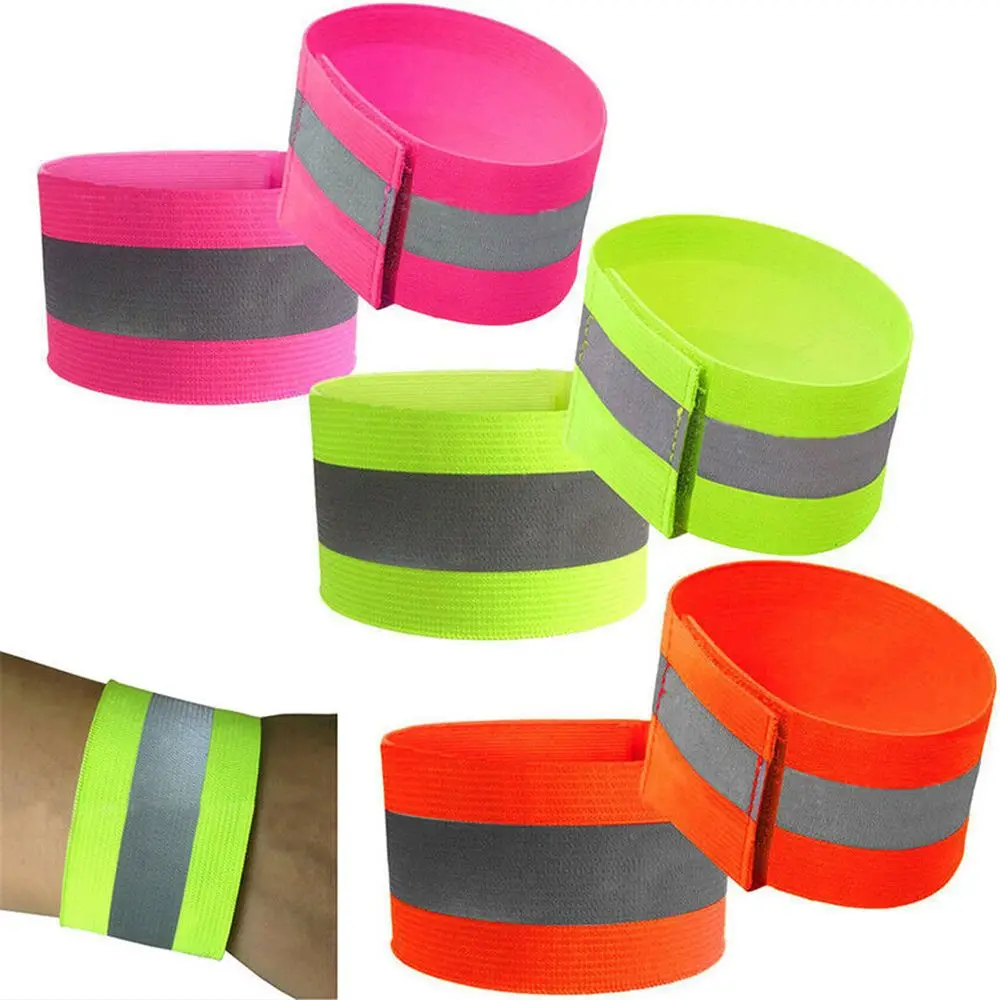 Reflective Bands Elasticated Armband Wristband Ankle Leg Straps Safety Reflector Tape Straps for Night Running Walking