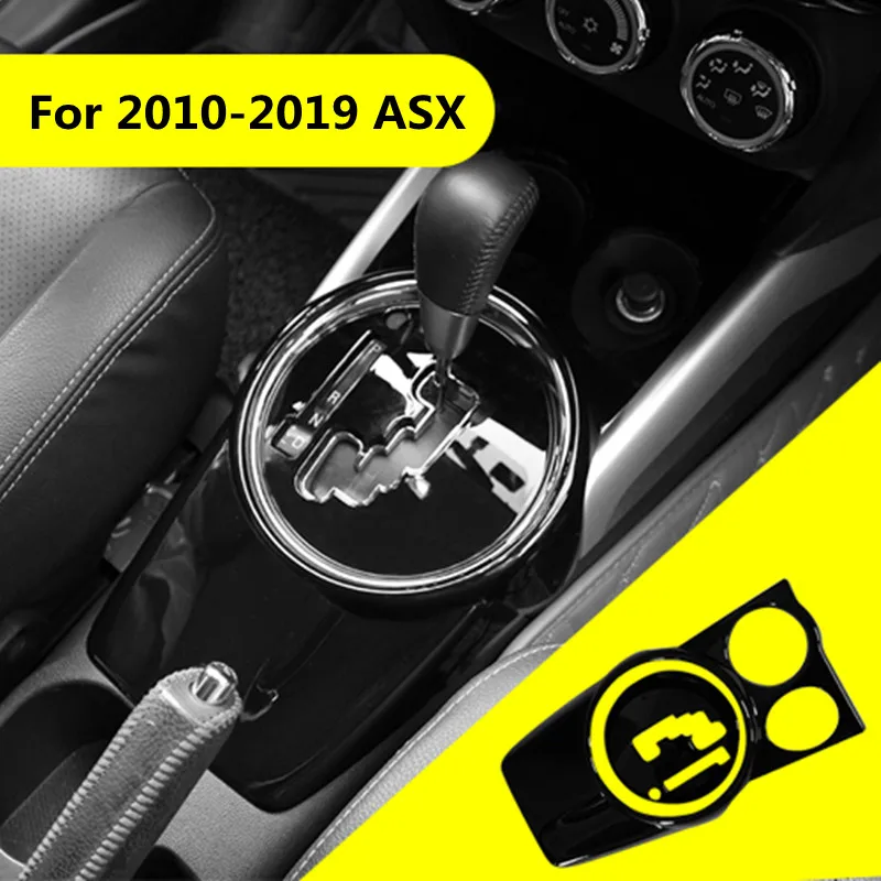 Glanzend Zwarte Auto Gear Bekerhouder Panel Sticker Cover Moulding Trim voor Mitsubishi ASX 2010-2019 Interieur Styling