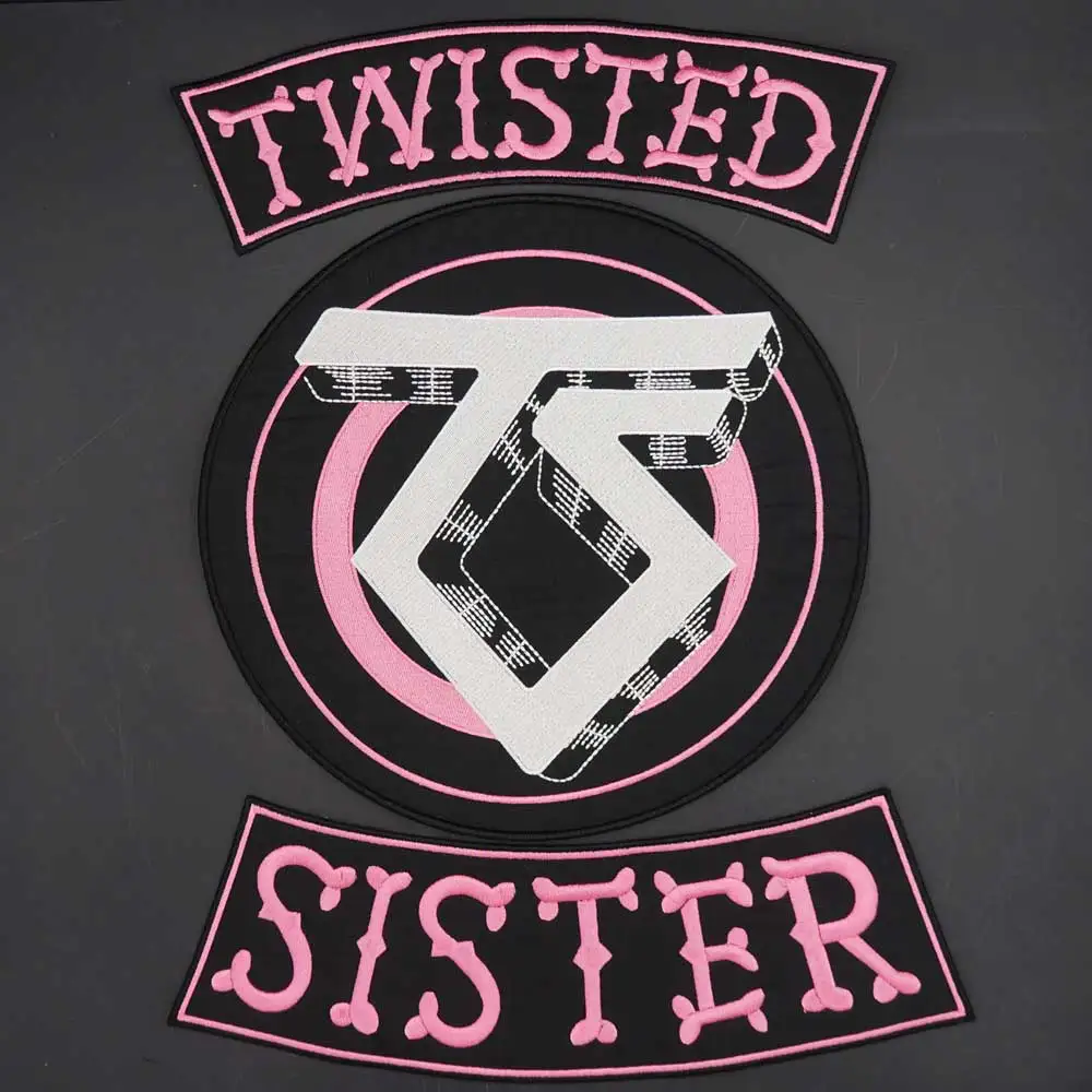 Twisted Sister Iron on Motorcycle Biker Clothes Large Size Embroidery Patch Sticker Badge