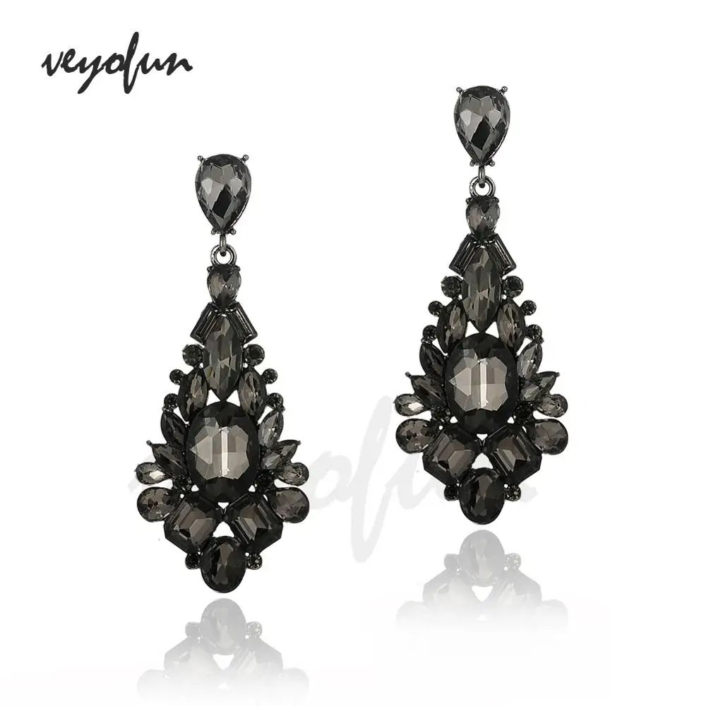 Veyofun Classic Luxury Crystal Dangle Earrings Wedding Long Drop Earrings Fashion Jewelry for Women New 2020