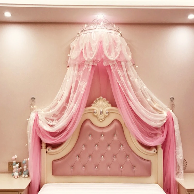 European-style Princess Bed Curtains Children's Bed Veils Lace Decorations Gray Mosquito Nets Home Bedroom Bed Curtains Veils