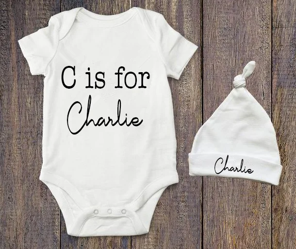 Custom Name Newborn Baby Boys or Girls Romper+Hat Outfits Set Creat Your Design Personalized Baby Shower Gifts Baby Bodysuit