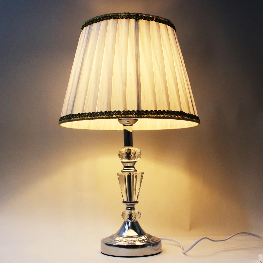 

Modern fabric crystal table lamp LED bedroom table lamp children's room reading lamp hotel special lamp