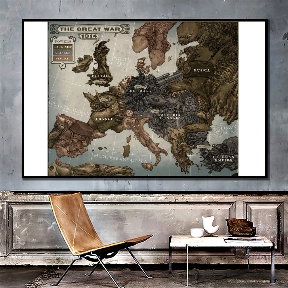 150x100cm mapa europy w 1914 r. włóknina na płótnie malarstwo Retro Wall Art plakat biuro wystrój domu przybory szkolne