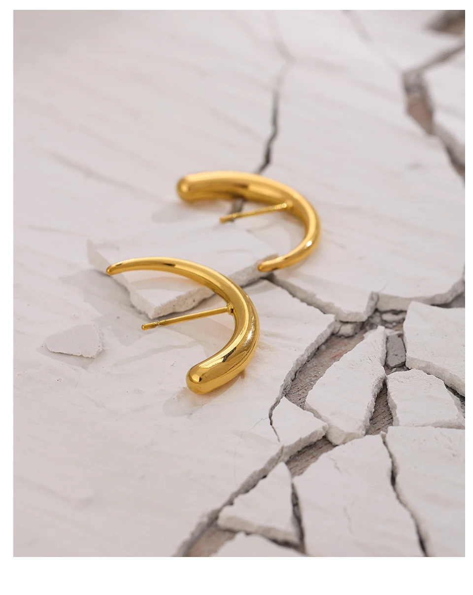 Yhpup Geometrische Ohrstecker aus Edelstahl, einfache Metallstruktur, ungewöhnlich, für Damen, Sommer, wasserdicht, Charm-Schmuck, Geschenk – Detail 8