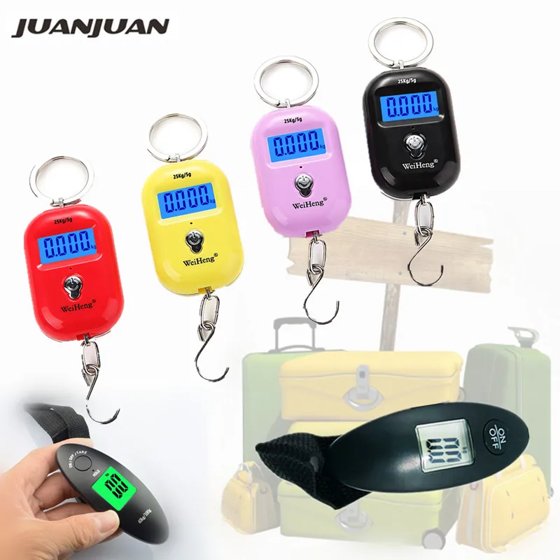 Mini Balança Digital de Bagagem Pendurada Lcd Balança de Gancho Balança Digital Portátil de Aço Inoxidável 25kg 40kg