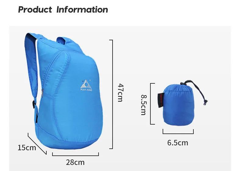 20L Folding Backpack Men Woman Waterproof Durable Spare Bag Skin-friendly Shoulder Bags Training Sports Team Activities Bags