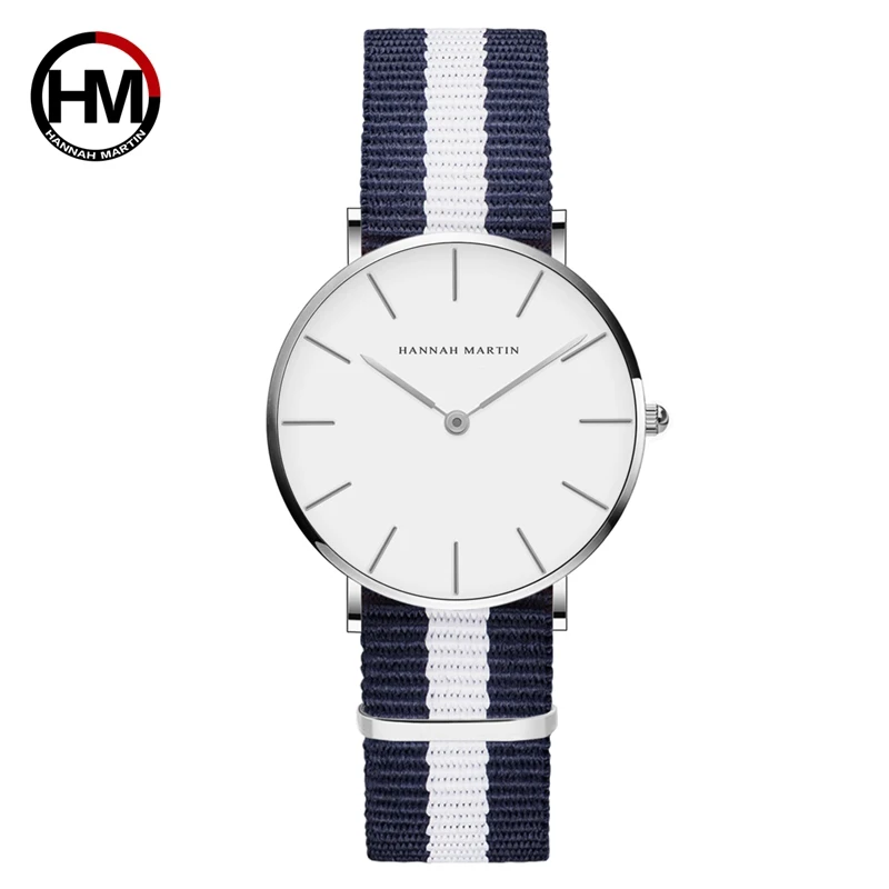 Classic Rose Red Dark Blue Nylon Strap Japan Quartz Movement Fashion Casual Wrist Watch Fabric thin Canvas Wristwatch For Women