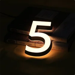 Outdoor Luminous Waterproof Acrylic Mini House Number, Apartment Door Plate, Stainless Steel Letter Sign, Address Digital