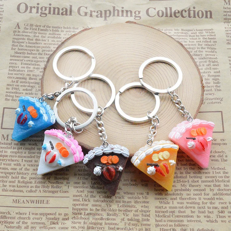 1PCS Cute Mini Simulation Food Key Chain Resin Cake Keychain Gift Pendant Accessories Keyring Jewelry YS-261