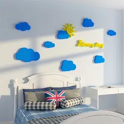 Clouds 3D Wall Stickers Children's Room Wallpaper Wall Decor Children Girls Princess Bedroom Bedside TV Background Wall Decal
