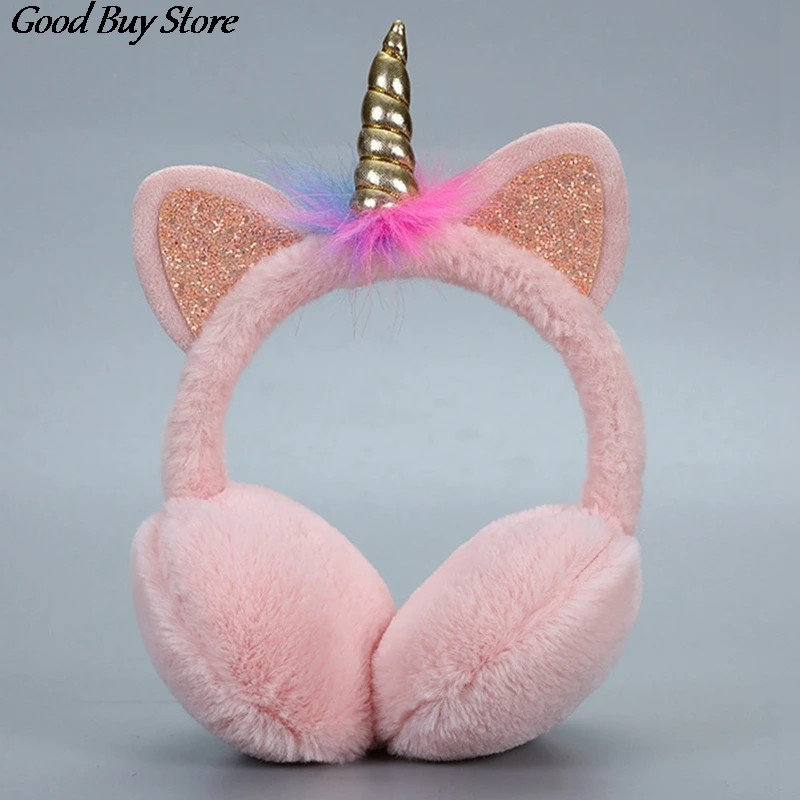 Children Cute Cat Earmuffs Winter Autumn Warm Plush Ear Cover Soft Fur Teenage Student Fashion Ears Warmer Hairbands Earflap