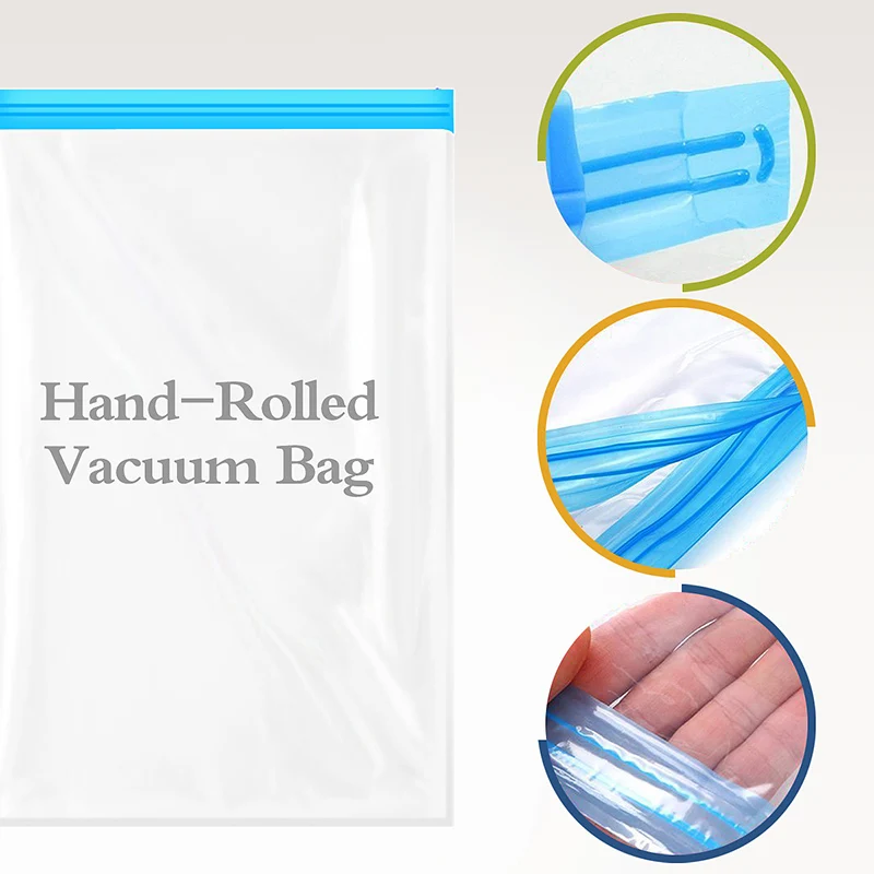 Travel Luggage Air-Free Hand-Rolled Vacuum Compression Bag Transparent Clothing Storage Bag Household Finishing Packing Bag