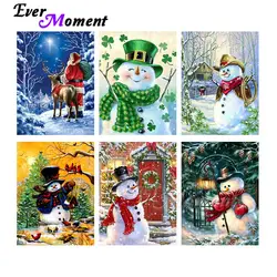 Ever Moment Diamond Painting Snowman Christmas Day Full Square Resin Drill Home Household Decoration Handicraft Wall Art ASF2181