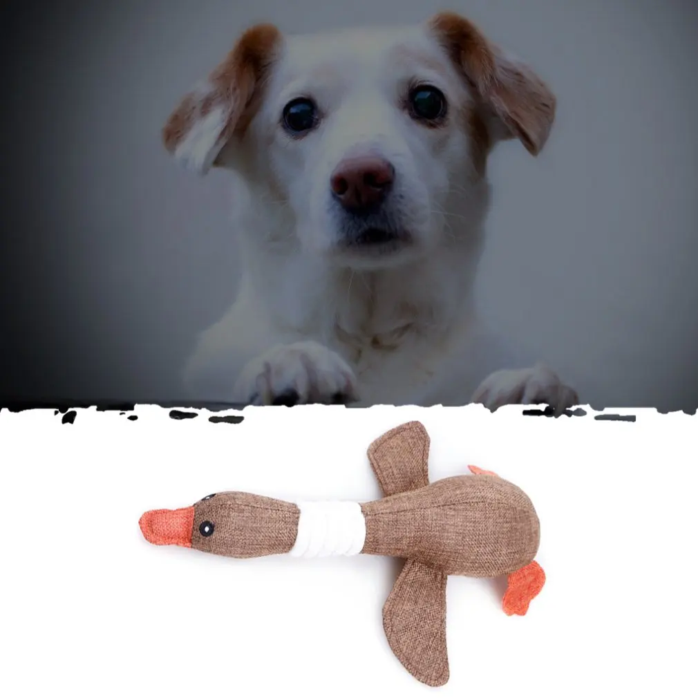 การ์ตูน Wild Goose Plush ของเล่นสุนัขความต้านทานกัด Squeaky เสียงของเล่นสำหรับทำความสะอาดฟันลูกสุนัขสุนัข Chew อุปกรณ์