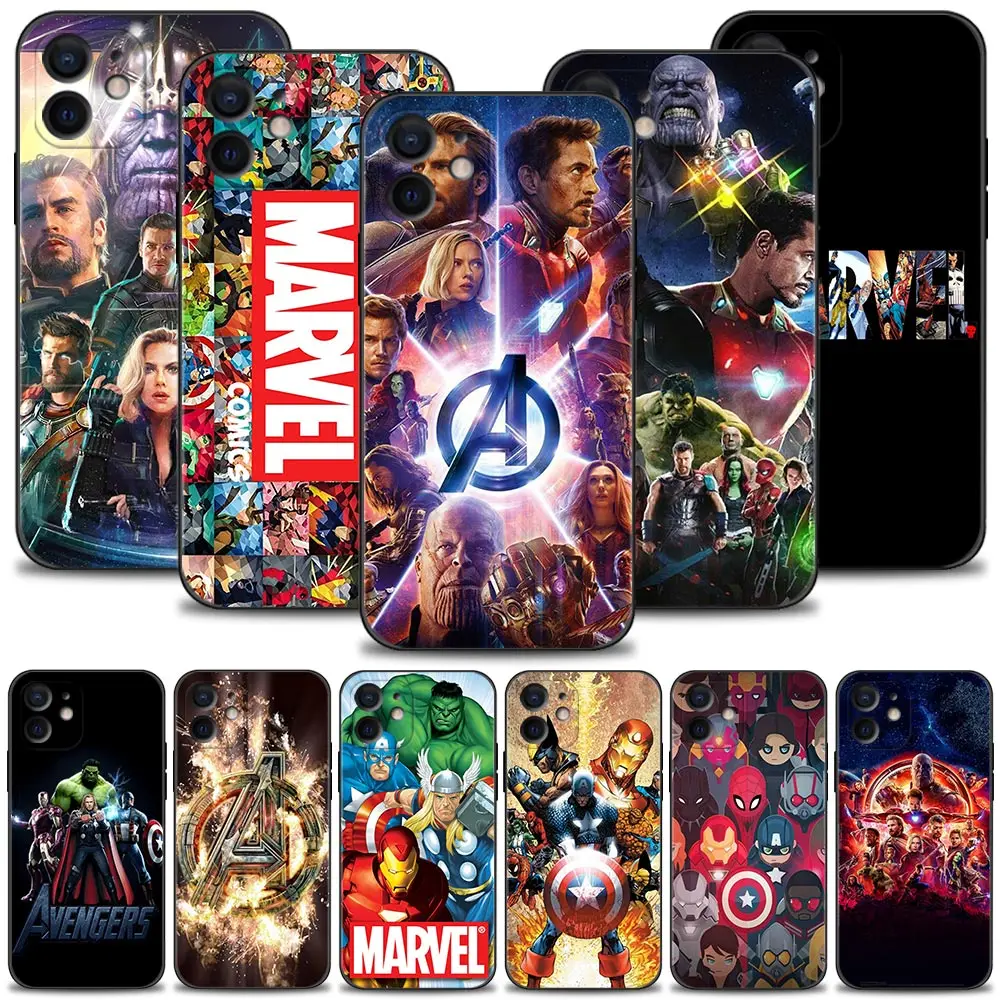 Marvel Avengers Super Heroes Silicone Phone Case For iPhone 15 14 13 12 11 Pro Max Mini XS X XR 7 8 Plus Thin Cover Shell