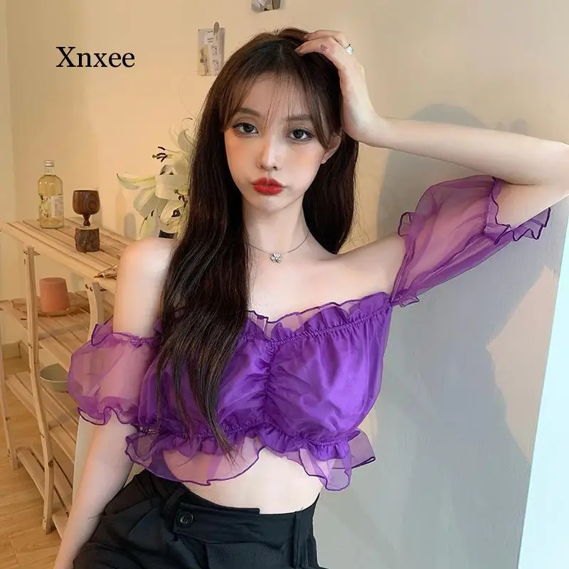 Tanks Women Sexy Lovely Chic Summer Basic All-Match Ins Party Ladies Club Wear White Crop Top Daily Slim Popular Female Clothing