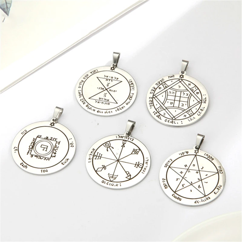 Dawapara Seal of Solomon Pendant for Necklace Stainless Steel Vintage Amulet Supernatural Jewelry