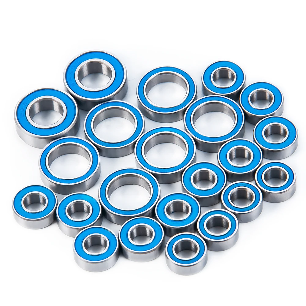 YEAHRUN 22PCS Axial SCX10 Complete Rubber Sealed Bearing Kit for All Original 1/10 Axial SCX-10\'s (Black Axles) Blue Bearing