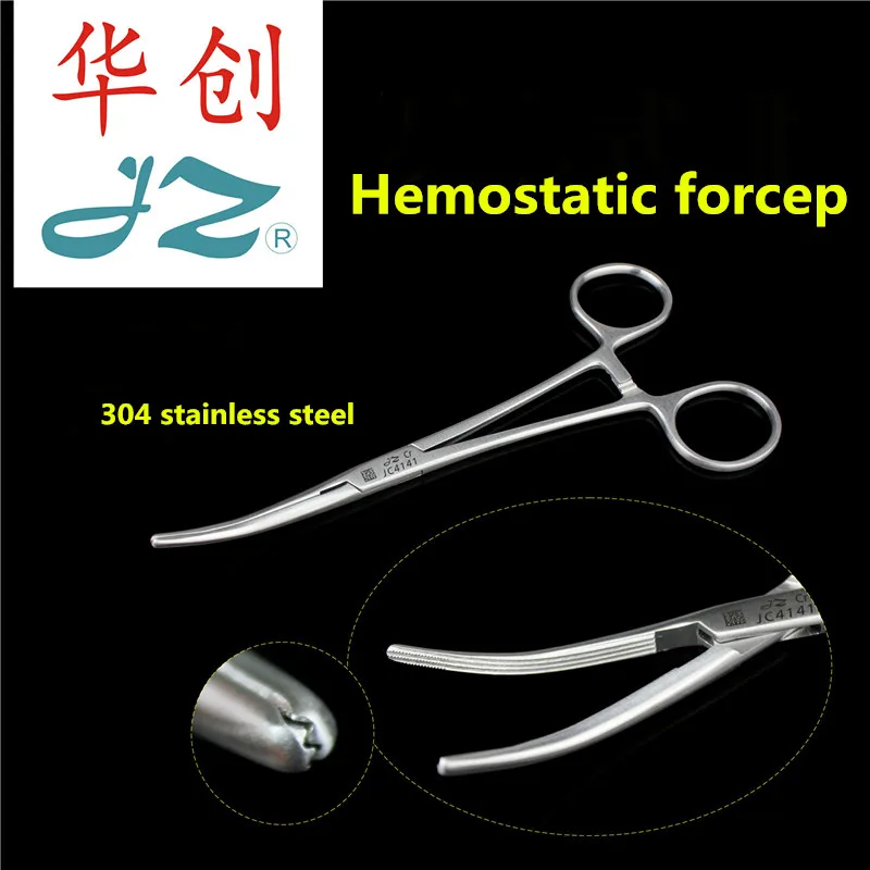 jz Surgical Instrument 304 steel Roca type forcep Medical Vertical Tooth Hemostatic forceps  curved Blood vessel Clamp Pet VET