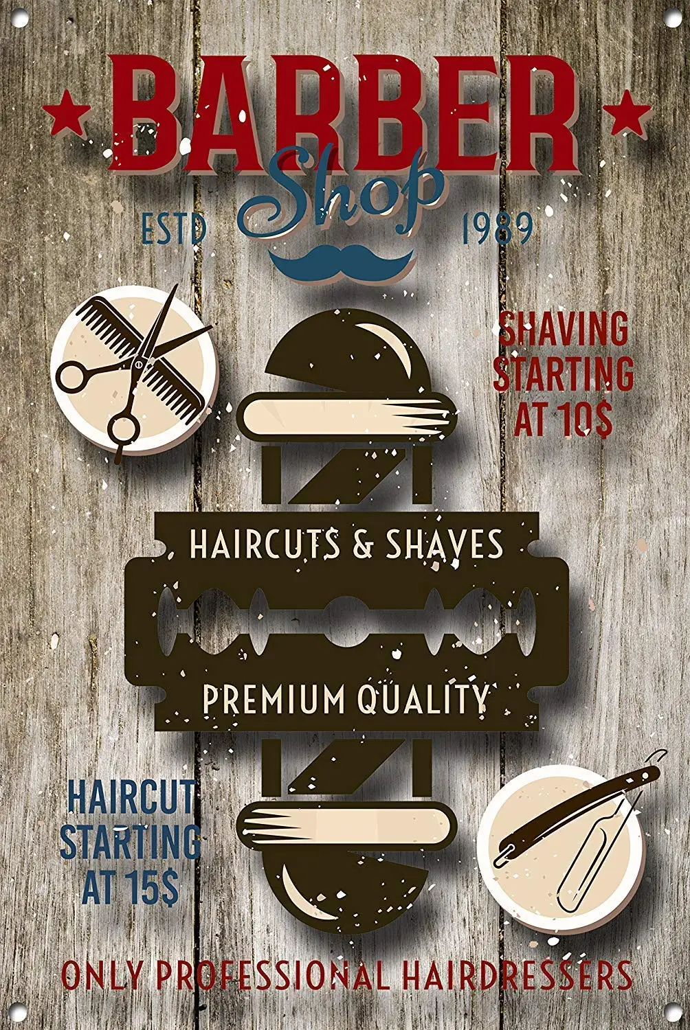 Jesiceny Great  Personalized Barber Shop Sign, Barbershop Signs Sign Aluminum Metal Sign Wall Decoration 12x8 INCH