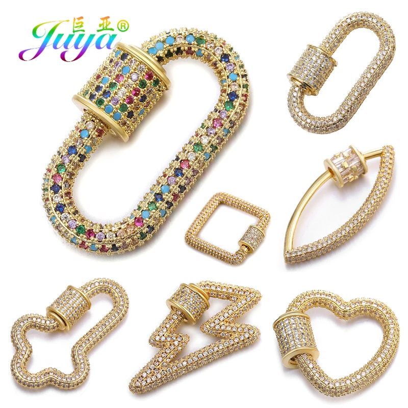 

Juya DIY Punk Jewelry Making Supplies 7 Styles Copper Fastener Carabiner Screw Clasps Pendants Accessories For Necklace Handmade