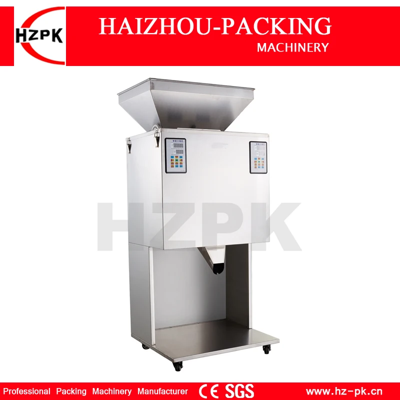 HZPK Semi Auto Granule Coffee Beans Bag Pouch Spice Bottle Jar Can Seeds Tea Particle Weighing Filling And Packing Machine