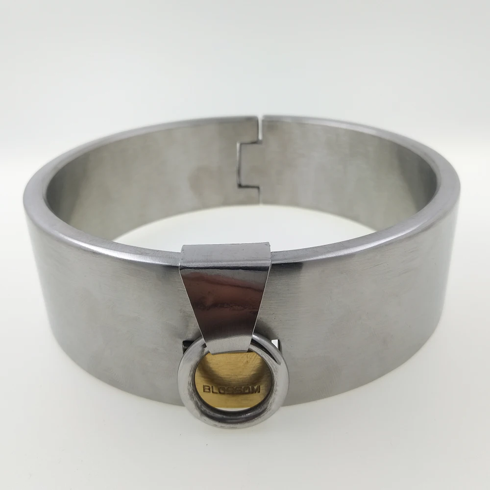 40mm height stainless steel padlock collar fetish wear restraints set Steel choker body Jewelry Lockable Choker