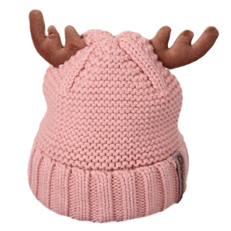 Cute Deer Elk Antlers Hat with Ears Wool Warm Hat Children Bonnet Boy Girls Cap for Girl Boy Autumn Winter Christmas Cap