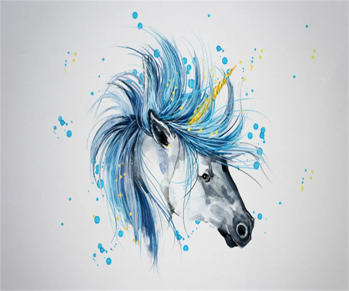 

Simple Nordic watercolor horse head horse mural TV wall painting custom hotel background decoration wallpaper stickers papier