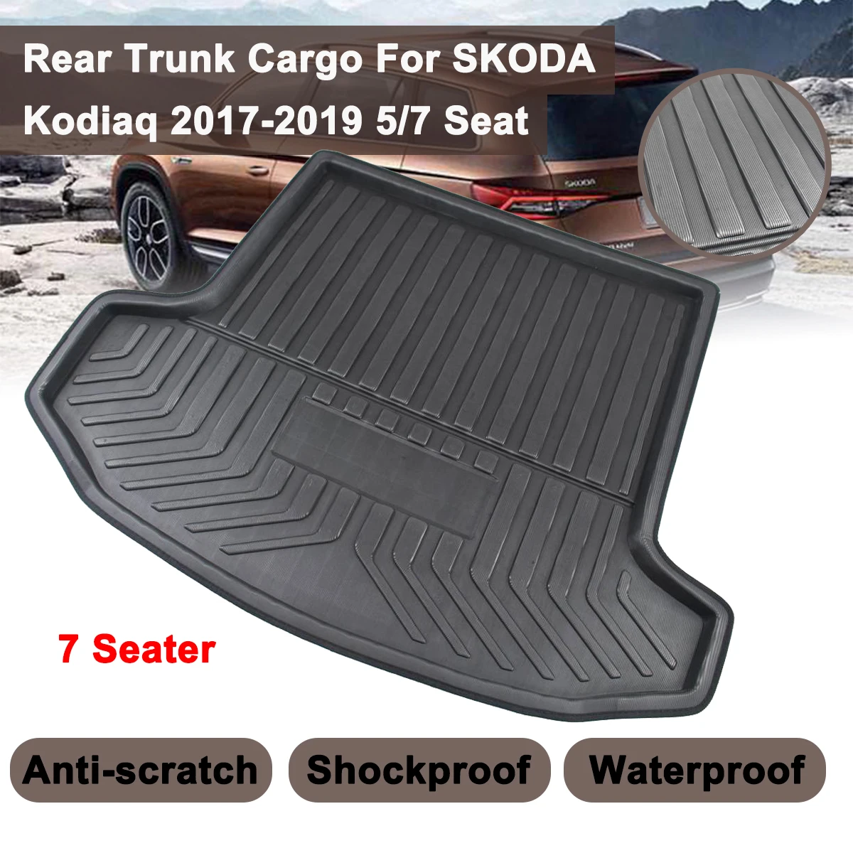 Matt Mat For SKODA Kodiaq 5/7 Seat Seater 2017 2018 2019 Floor Carpet Kick Pad Car Cargo Liner Boot Tray Rear Trunk Cover