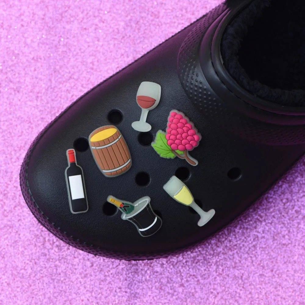 1 Pcs Fashion Charms Shoe Accessories Drink Wine Decoration Gift Glow in The Dark Clog Shoes Fruit  Noctilucent Charms