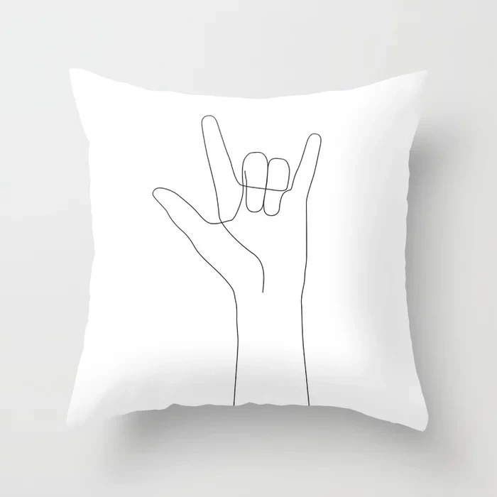 

Top Fashion Luxury Love Hand Gesture Cool Square Vintage Special Pillow Cover Zipper Throw Pillowcase Unique Pillow Sham