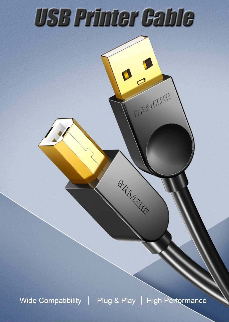 SAMZHE USB 2,0 Print Kabel USB 2,0 Typ A Stecker Auf B Stecker Sync Daten Scanner Kabel für HP Canon epson Drucker – Detail 1