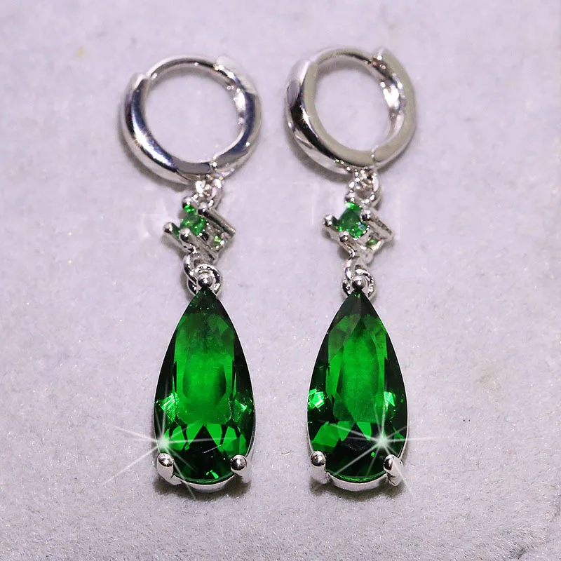 Proste Pendientes 925 srebrna igła Twist AAA Waterdrop wisiorek cyrkon kolczyki dla kobiet Oorbellen Boucle D'oreille Femme — zdjęcie 5