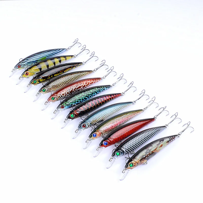 1pcs/lot Fishing Lure 3D Eyes Floating Minnow Aritificial Laser Wobblers 11cm 13.4g Crank Bait Hard Plastic Fishing Tackle Pesca