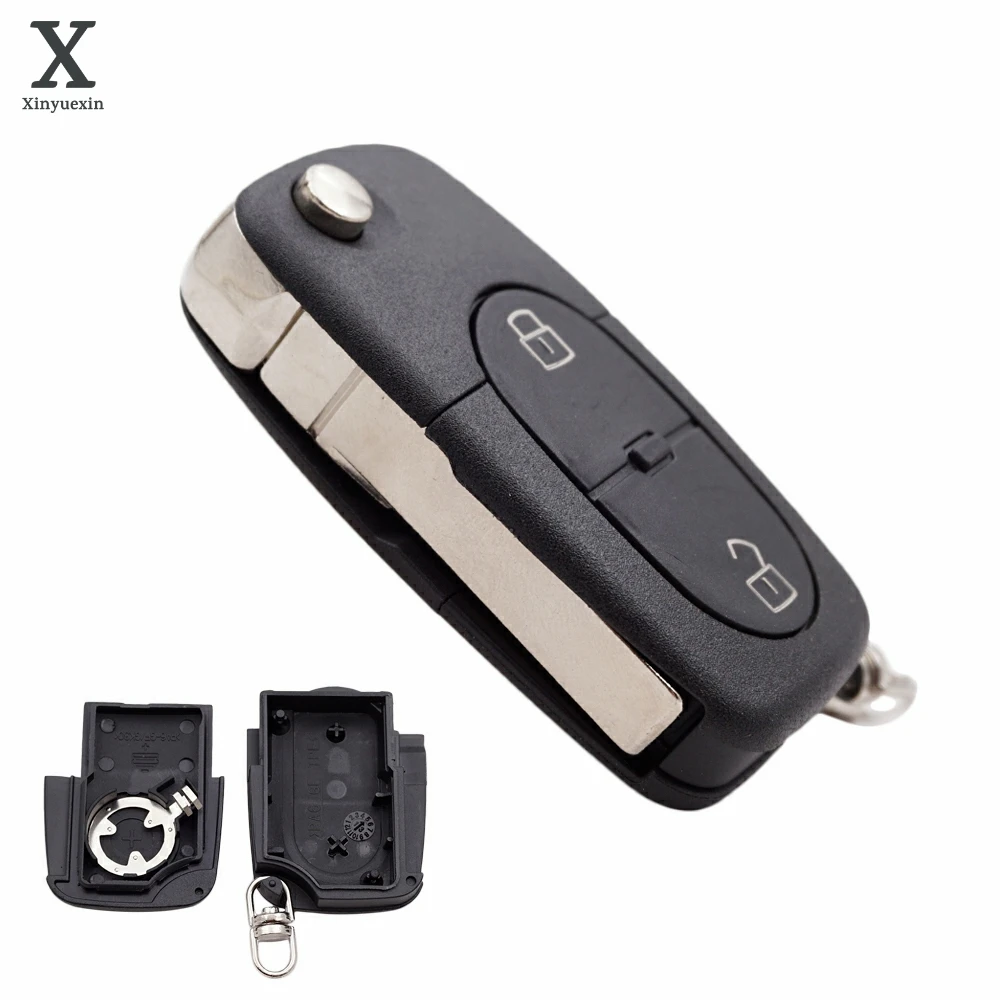 Cocolockey for Audi TT A2 A3 A4 A6 A8 Flip Folding Remote Key Shell 2 Button Holder Car Key Fob Case Cover with Blade No Logo