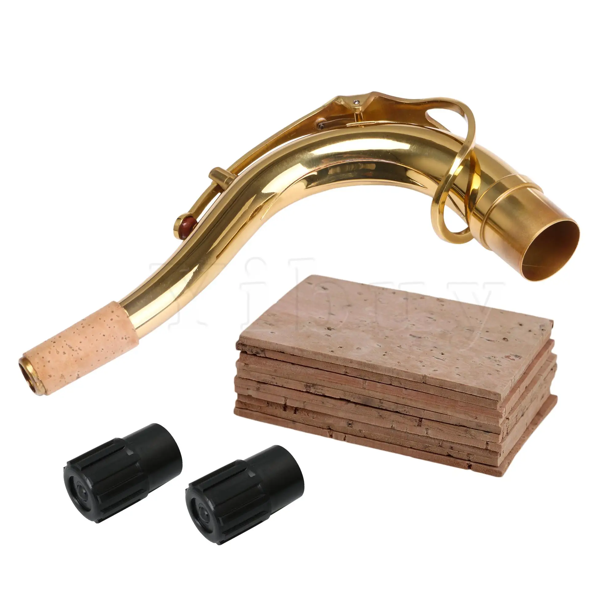 

Yibuy 10 Saxophone Neck Cork Sheet & 2 Sax Plug and Golden Saxophone Bend Neck