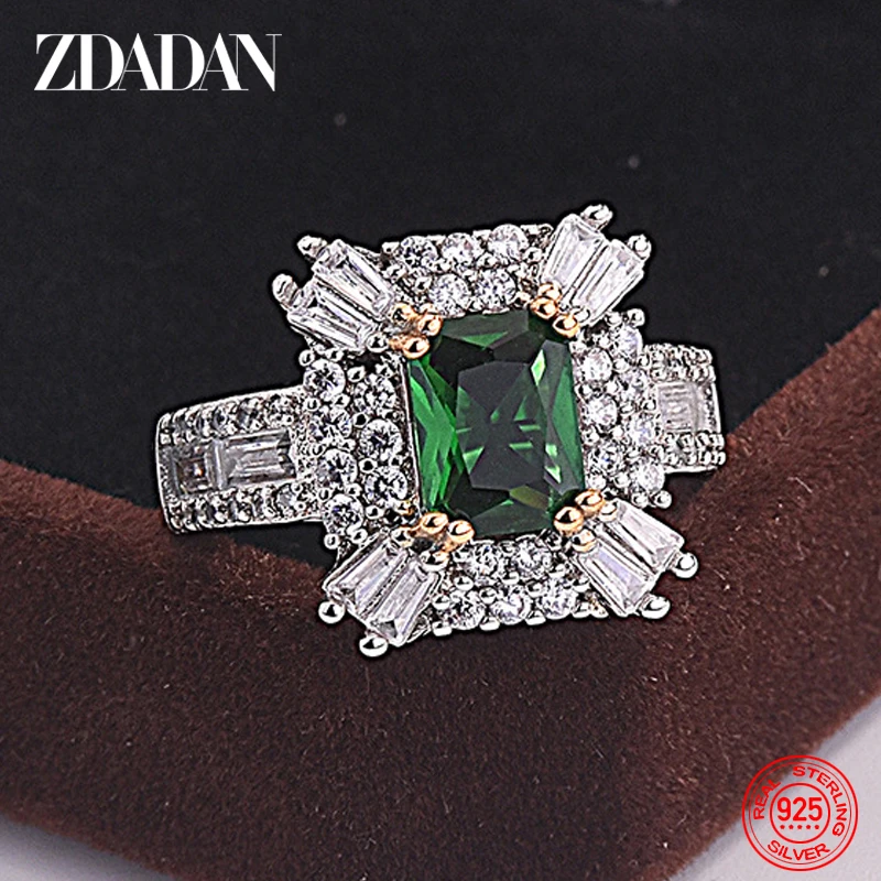 Women's 925 Sterling Silver Emerald Zircon Ring, Wedding Gift