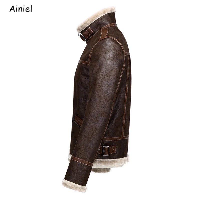 Leon Scott Kennedy Jackets Thick Coat Leather Velvet Winter Top Boys Faux Leather Coat Adult Men Suit Cosplay Costumes