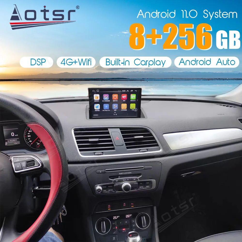 

Автомобильный мультимедийный DVD-плеер 8 + 256 ГБ для AUDI Q3 A1 2013-2018 Android радио GPS Navig стерео головное устройство Carplay