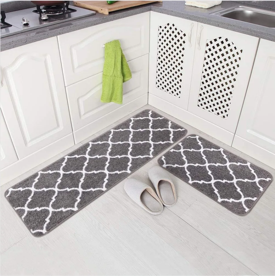 

Modern Shaggy Kitchen Mat Set Home Entrance/Hallway Doormat Anti-Slip Bathroom Carpet Thicken Absorb Area Carpet