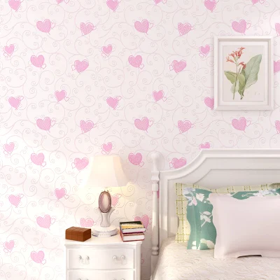 Romantic Love Wallpaper Pink Cute Girl Bedroom Living Room Home Decoration Background