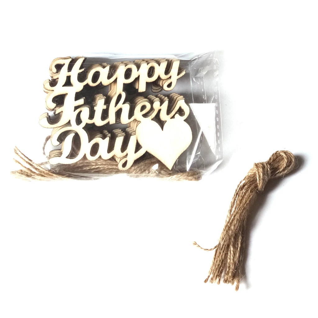 Wooden DIY Small Pendants Happy Fathers Day Mother's Day Words Ornaments Decorations Dad And Mom Gifts